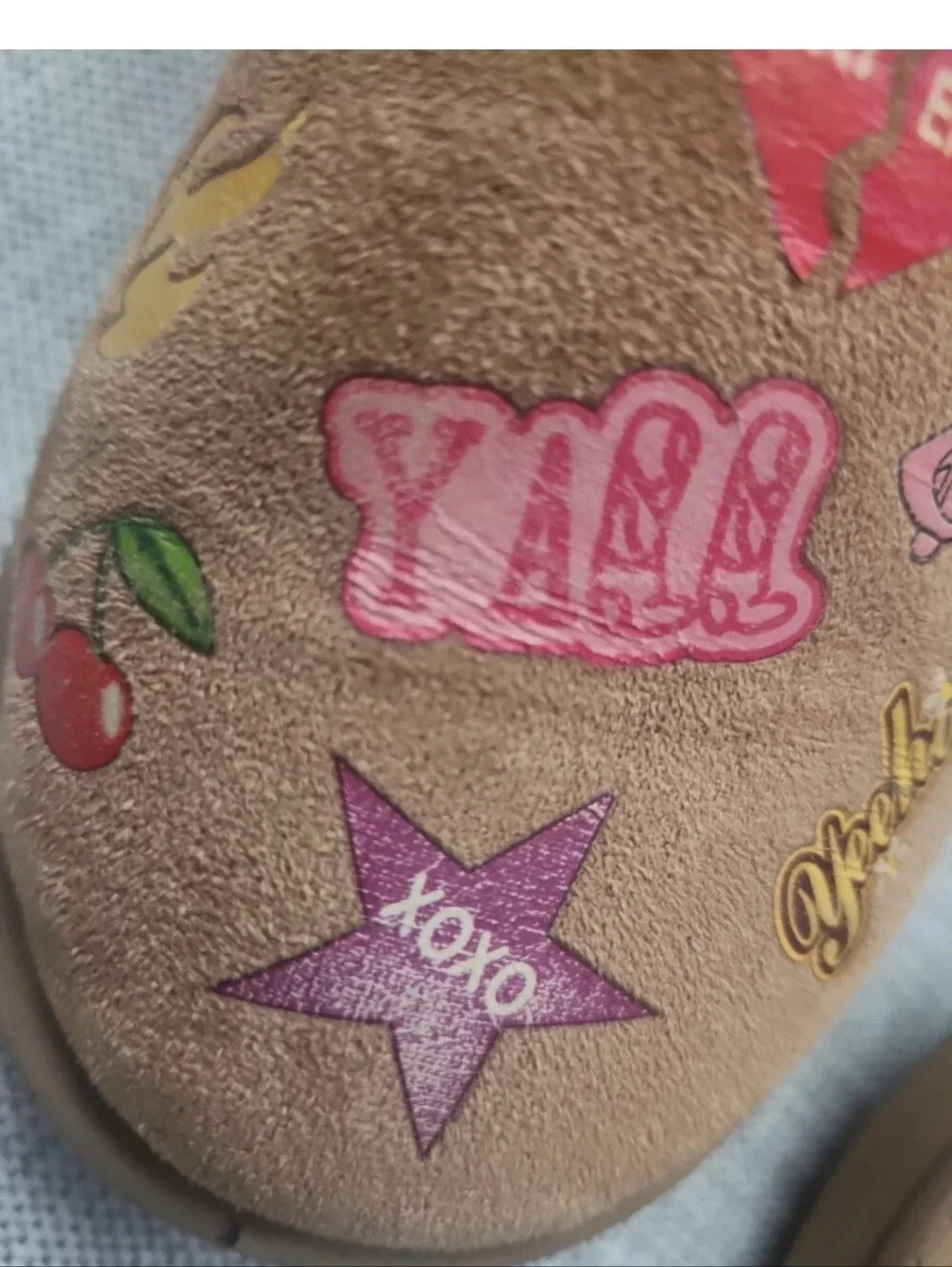 Sz 1 Steve Madden Ugg Boots Rainbow Kids Girls Cherries Fur Ankle Stickers Stara